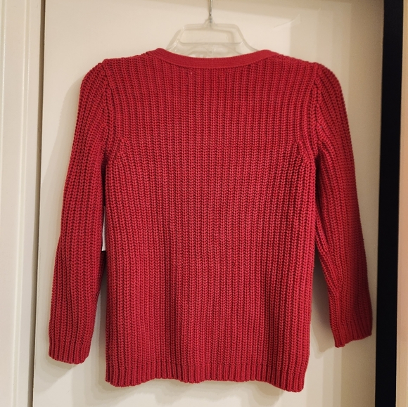 Red Cropped Button Cardigan Sweater Jacket size XS Extra Small NWT - Picture 2 of 3
